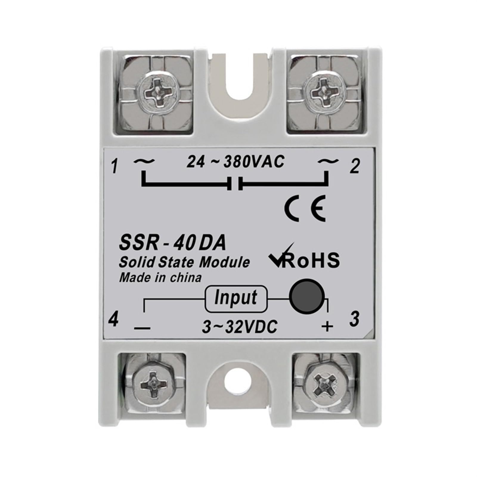 SSR-40DA relais statique monophasé blanc 40A pour contrôle CC CA