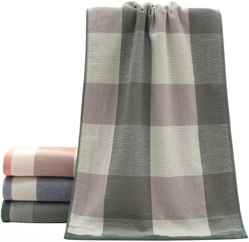 Cotton Fashion Towel Soft Hand Washing Plaid Cotton Gauze Towel Gift Face Towel(E)