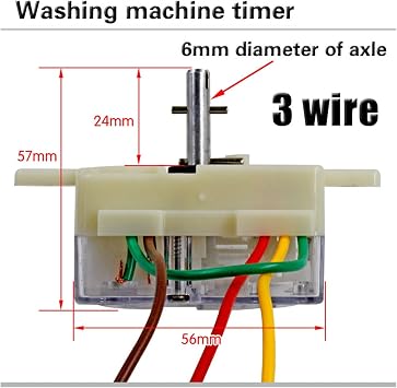 MiJob 3 Wire 180 Degree Washing Machine Timer Washing Machine Timer Switch Wash Timer Semi-Automatic Double-Cylinder Washing Machine