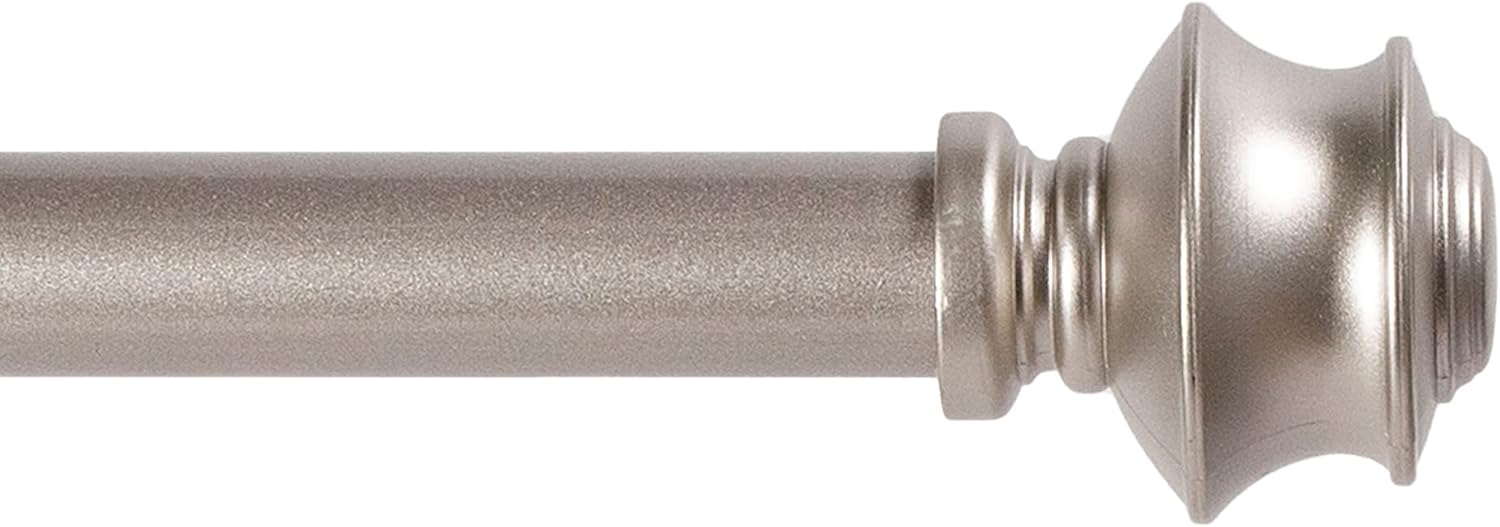 Kenney KN71870 Phoenix Knob End Standard Decorative Window Curtain Rod, 48-86" Adjustable Length, Brushed Nickel Finish, 5/8" Diameter Steel Tube