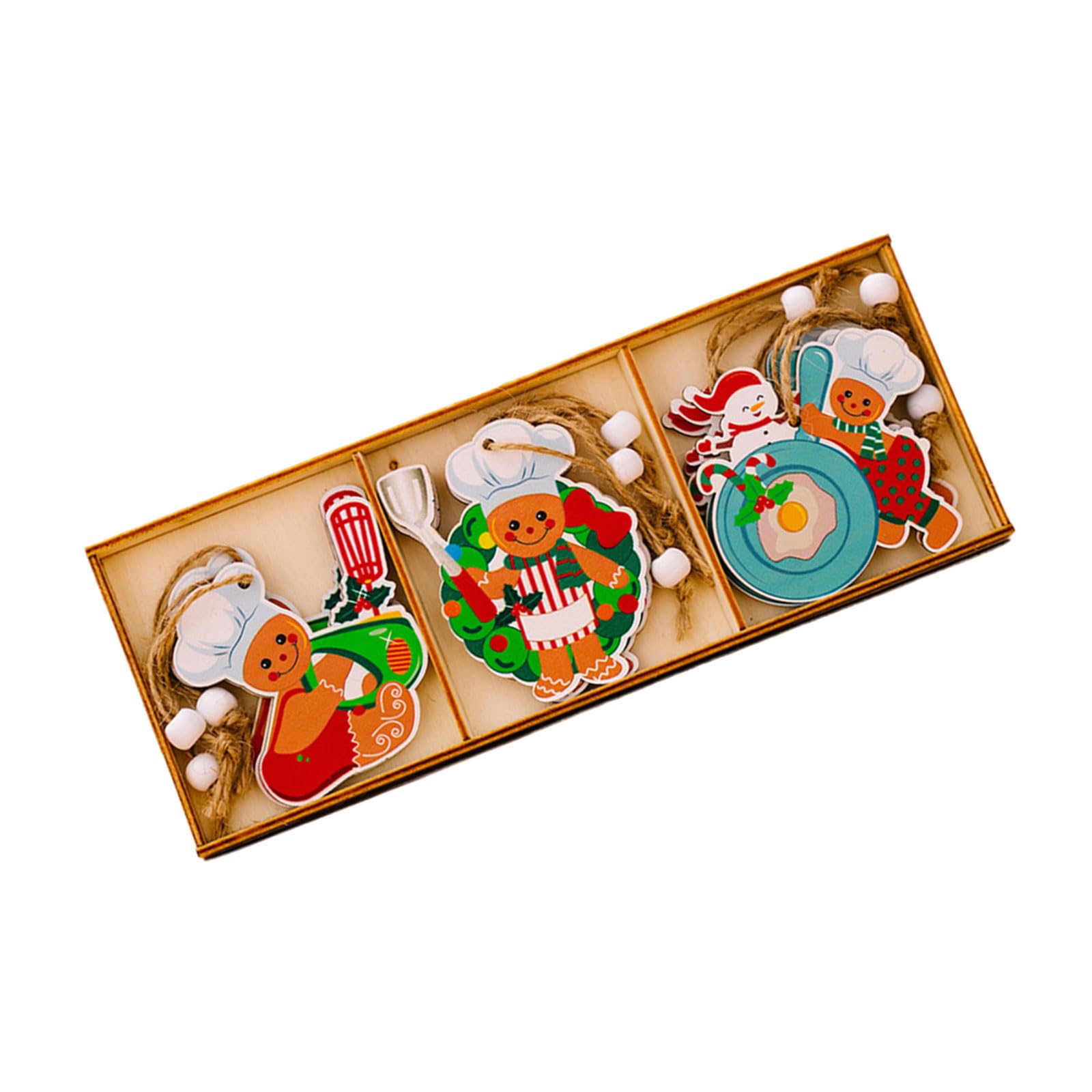 Kalttoy Section B Wood Gingerbreads Hanging Ornament Set Perfect For Christmas Tree And Holiday Decorations Sturdy Wood Hanging