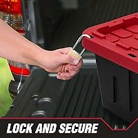 Vista 3 de (2-Pack) 27-Gallon Plastic Storage Containers with Snap-On Lids, Black with Red Lids, Industrial-Grade Strength, Stackable and Nestable, Ideal for