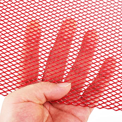 Image of AggAuto Universal 40 inchx13 inch Car Grill Mesh - Aluminum Alloy Automotive Grille Insert Bumper Rhombic Hole 4x8mm, One of the Most Multifunctional Shape Grids Red