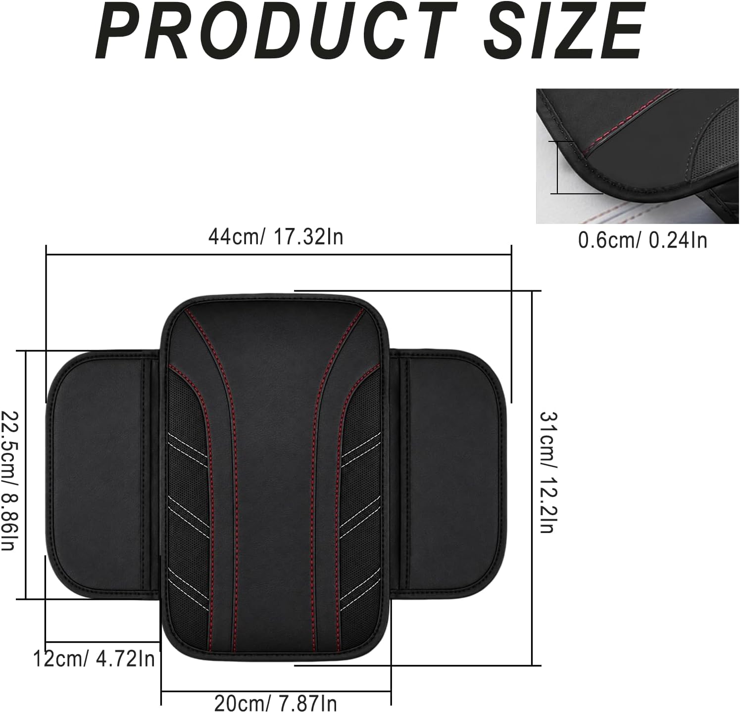 6 PCS Car Accessories Set, 14.5"-15" Leather Steering Wheel Cover, Center Console Cover, Seat Belt Cushion, Car Coaster, Auto Interior Accessories, Universal for Truck SUV Van (Black)