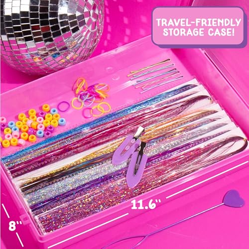 Just My Style Tinsel Hair Stylist Studio, Fairy Hair Tinsel Kit, 9 Colorful Tinsel Strands & Hair Beading Tool, Hair Extensions for Kids, Fun Hair Accessories for Teens, Great Gifts for Preteens by Just My Style - Image 2