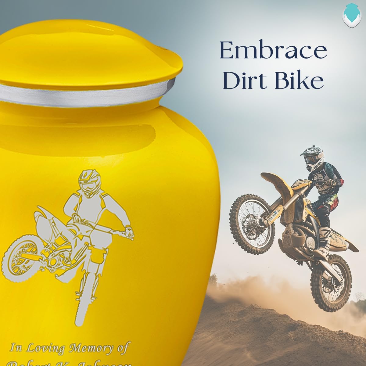 Geturns - Adult Personalized Dirt Bike Cremation Urns for Human Ashes I Large Yellow Funeral Urn for Men and Women I 200 lbs