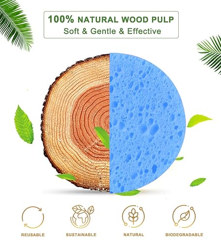 Miniatura 2 de 50 esponjas faciales comprimidas para limpieza diaria y exfoliación suave, esponja de celulosa 100% natural, perfecta para eliminar la piel muerta,