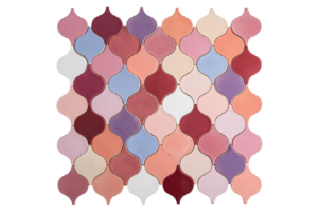 Piastrelle in ceramica fatte a mano Arabesque Tramonto lavanda – Mattonelle a mosaico arabesque per cucina, parete posteriore della cucina e bagno | Un patchwork contiene 31 piastrelle da rivestimento