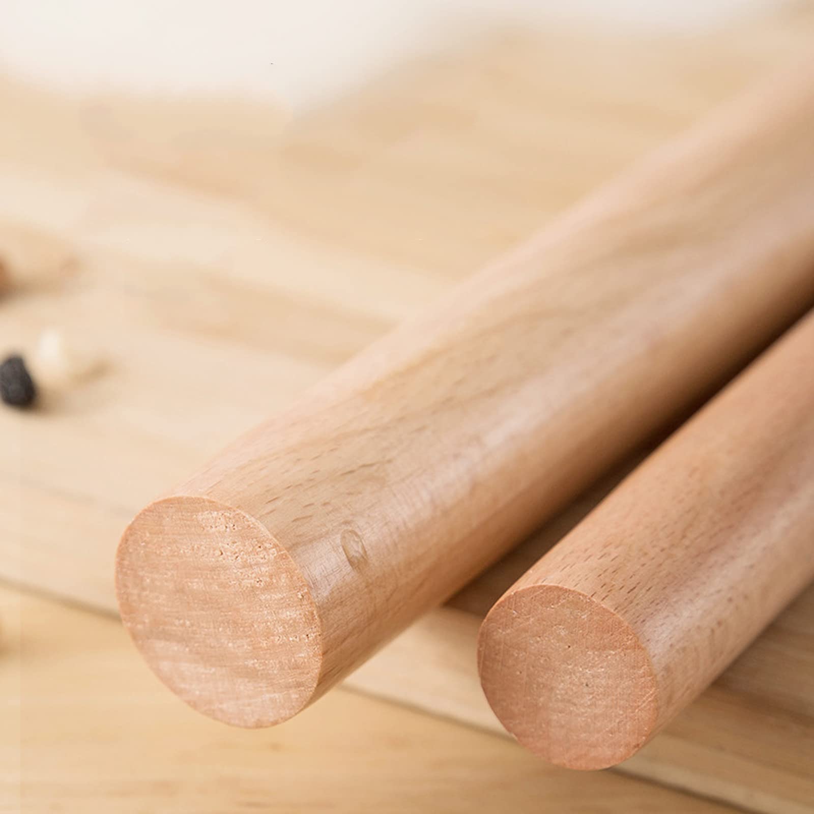 Mattarello in Legno di Faggio - Set 10 Pezzi per Pizza, Fondente, Torte, Biscotti, Pasta, per Cucinare e Cuocere al Forno