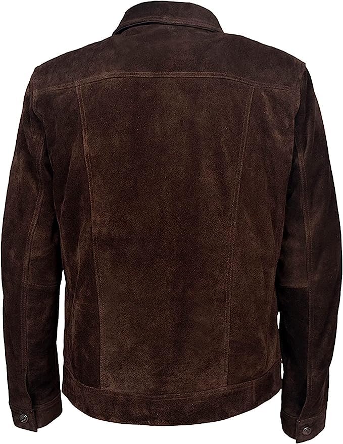 Vintage Trucker Leather Suede Jacket Men - Classic Retro Biker Causal Cafe Racer Jacket Western Cowboy Jacket3