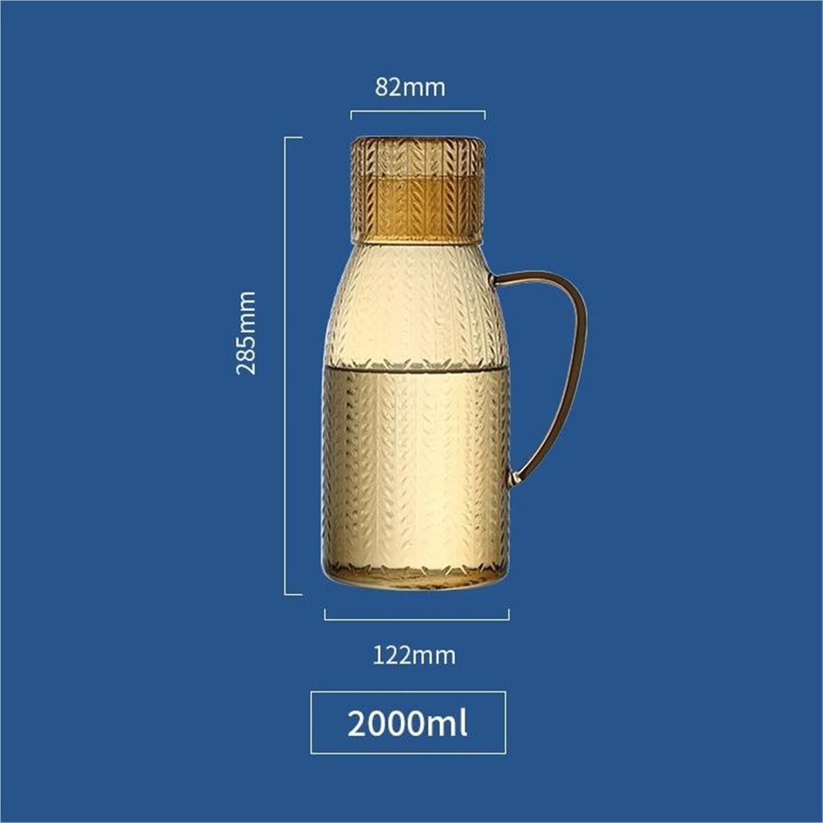 Krug mit Deckel Bernsteinfarbener Wasserkrug mit Weizenährenmuster Krug für Eistee