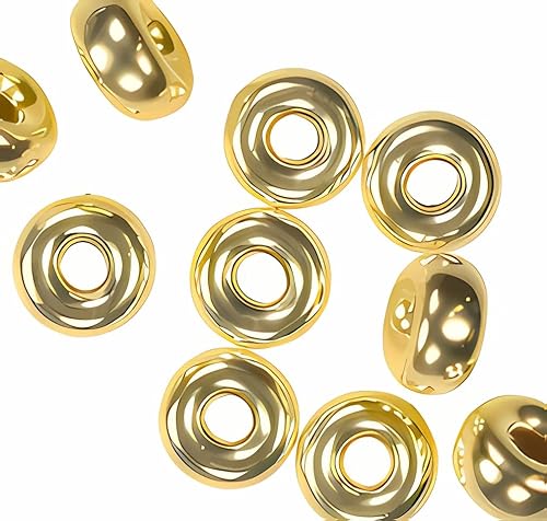 Miniatura 2 de 10 cuentas huecas de oro macizo genuino de 14 quilates de 0.098 in