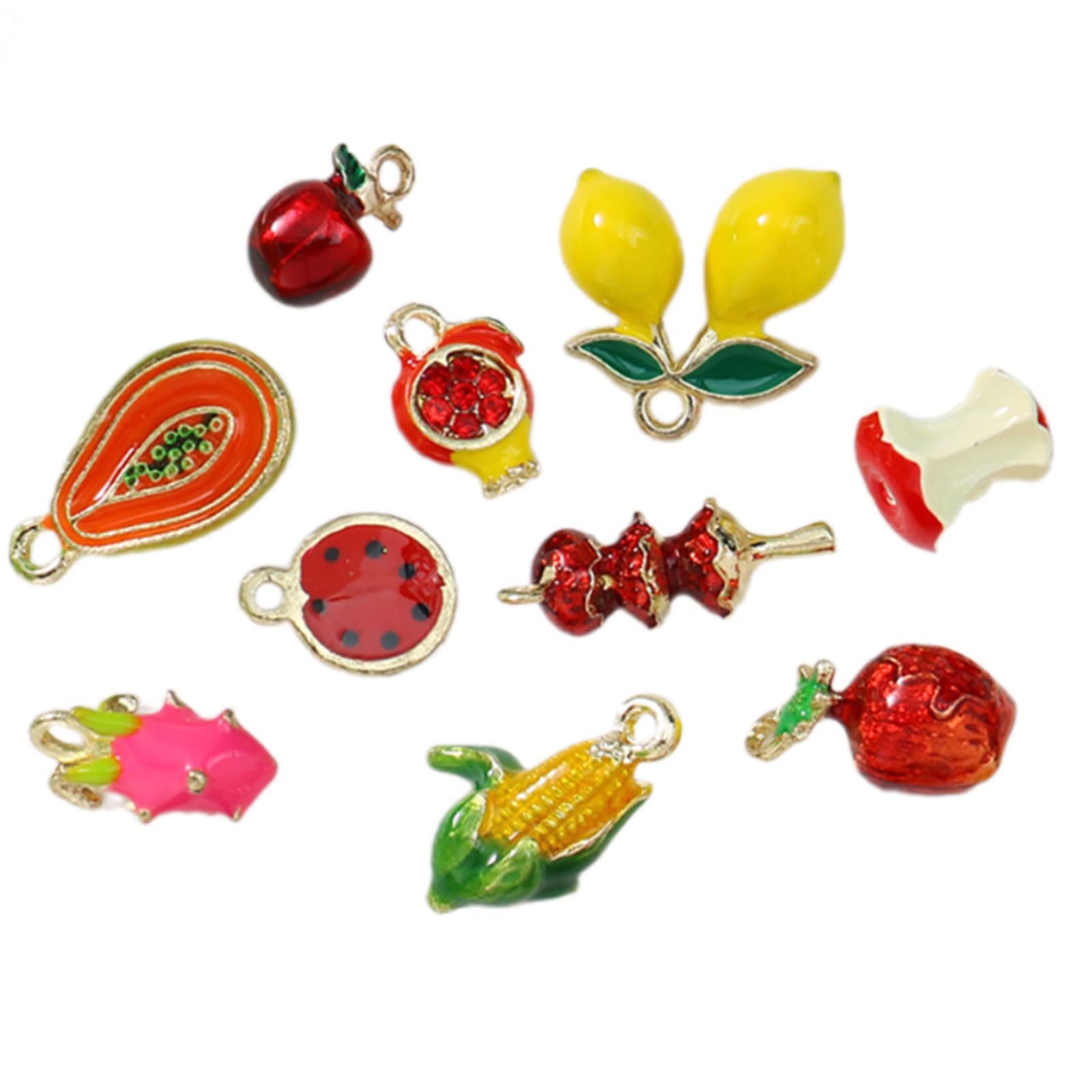 COOLHOOD Colorful Enameled Fruit Pendants Craft Supplies Sturdy Alloy Materials for Necklace Earrings Fruit Jewelry Findings Alloy
