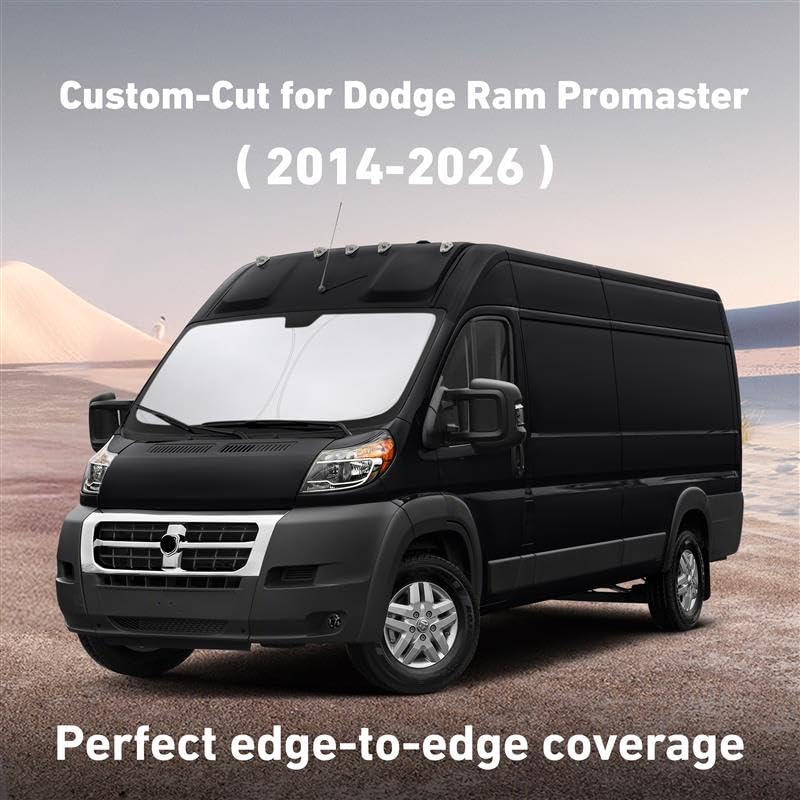 Image of EcoNour Windshield Sunshade Compatible for Dodge RAM Promaster 2014-2024 2025 2026, Sun Visor for Front Windshield & Window Sun Shade Cover, UV Heat Blocker & Protector, Car Accessories
