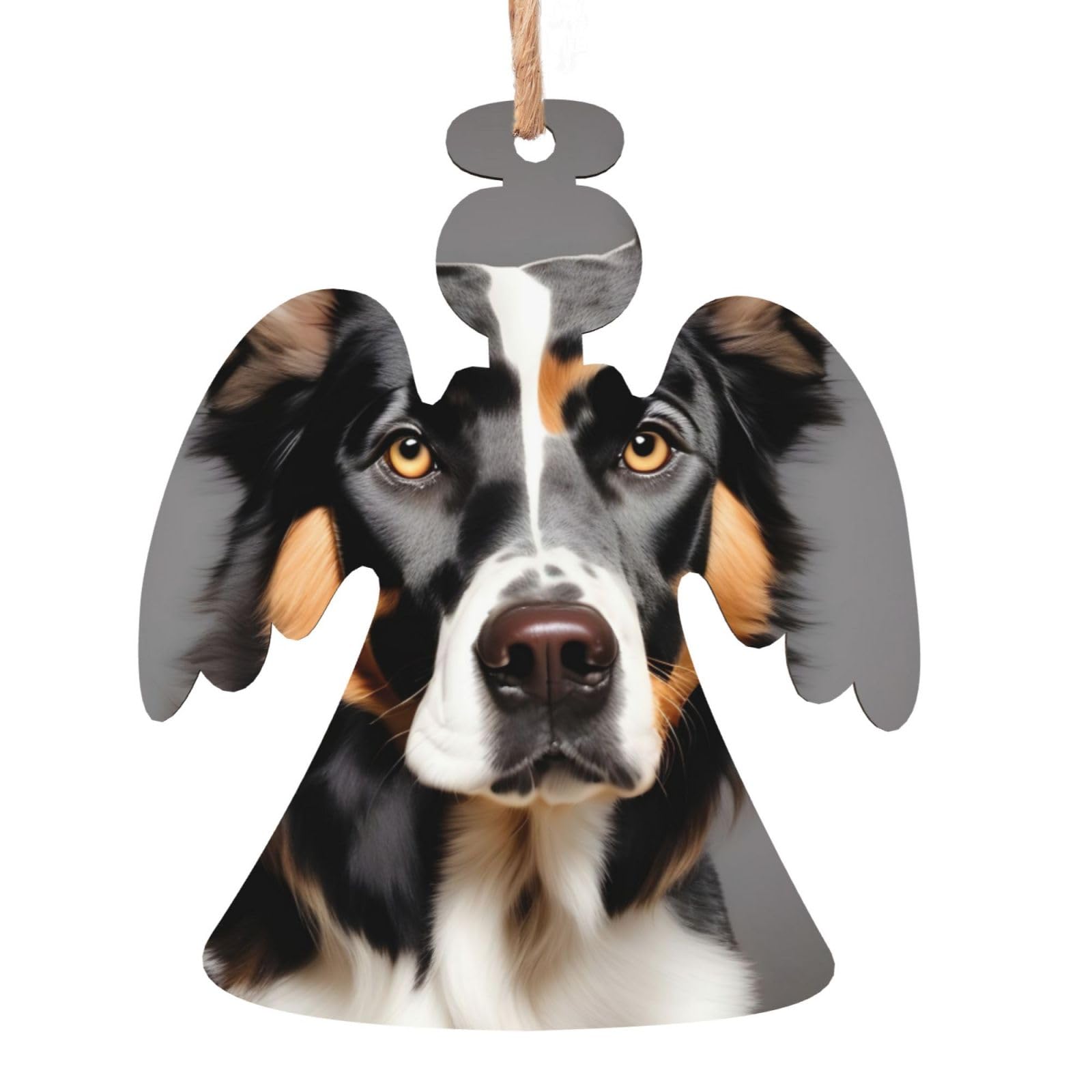 Adornos colgantes de madera con estampado de raza de perro para decoración de árbol de Navidad