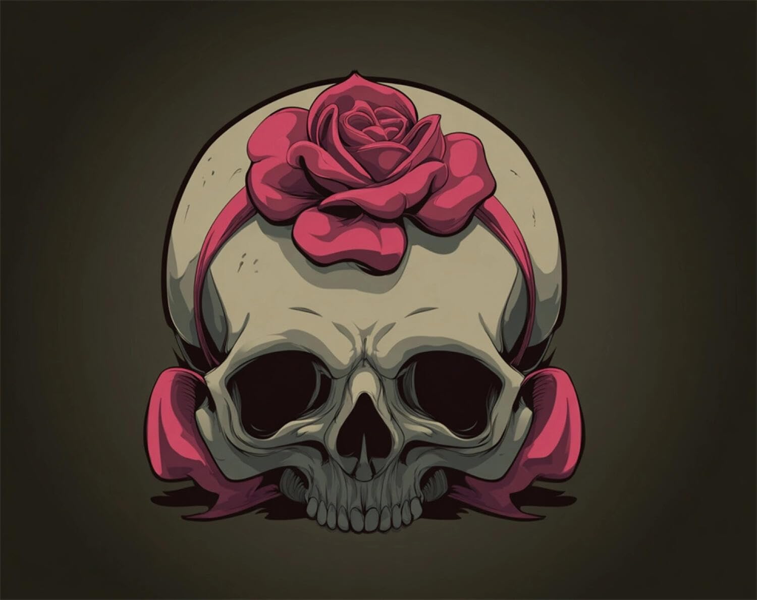 Henypt DIY Latch Hook Rug Kits Skull and Rose 55x75cm