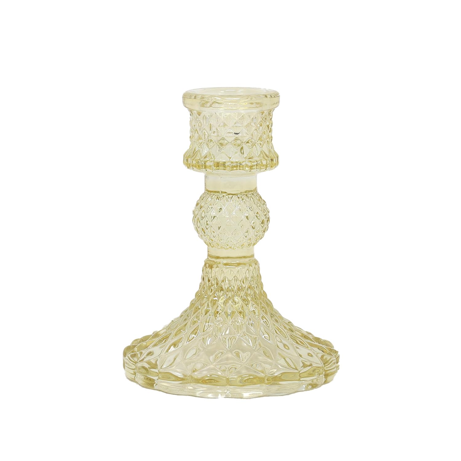 Unique Home Living Yellow Glass Candlestick Holder, Taper Candle Holders, Crystal Glass Candle Holder For All Formal Events, Candlelight Dinner, Wedding, Dining, Party, Home Decoration
