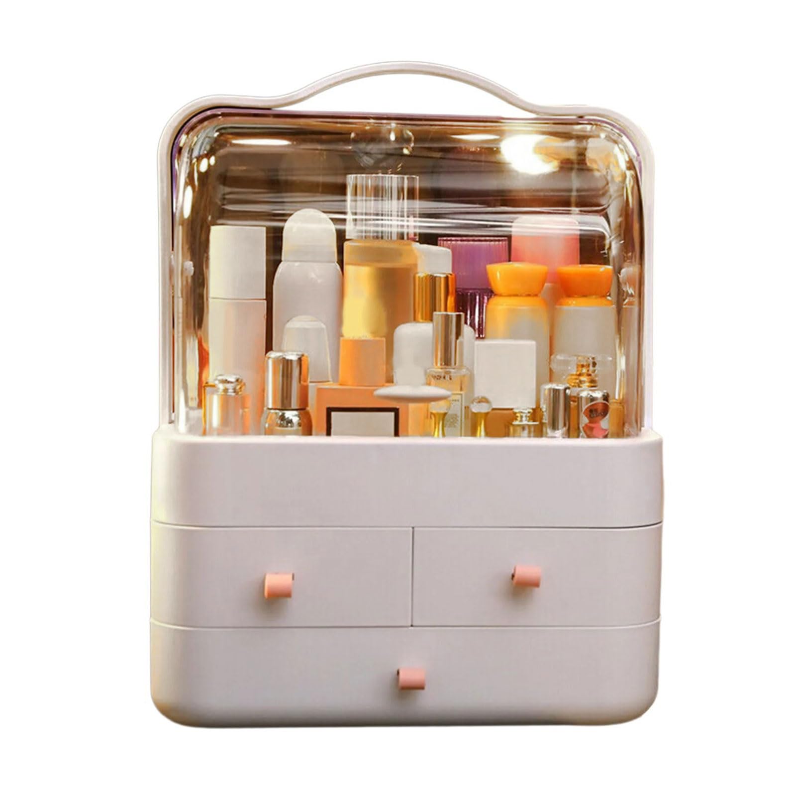 Kalttoy Sturdy PVC Cosmetic Storage Box with Clear Drawers Portable Accesory for Quick Access and Durability Home Organization Cosmetic Organizers
