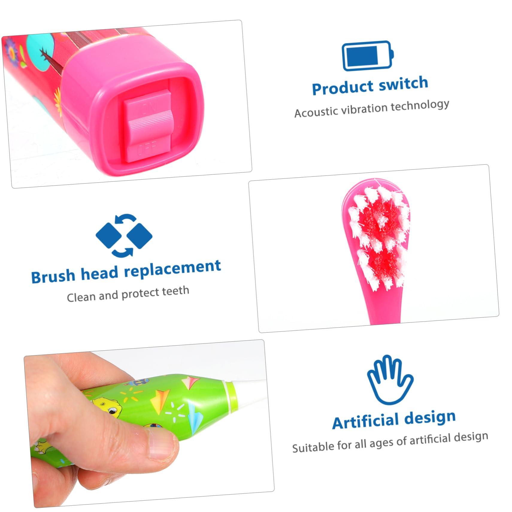 8 Pz Spazzolino Automatico Spazzolino Elettrico Per Bambini Pulisci Denti Per Bambini Spazzolino Usb Per Neonati Orale Addominali Bambino Che Fa i Primi Passi Batteria a Secco
