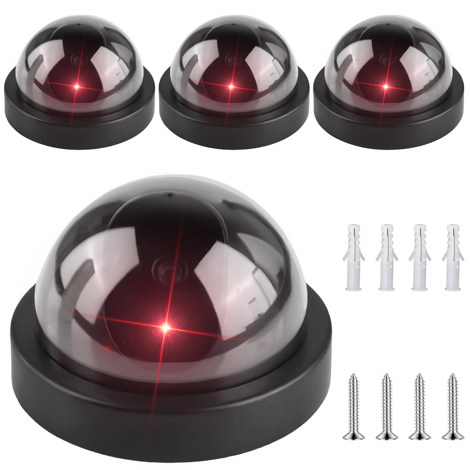 Lot de 4 Caméra Attrape : Caméra de Surveillance factice Fausse Caméra de Surveillance avec Lumière LED Clignotante - Outil de Dissuasion Visuel pour Maison, Boutique et Sécurité du Site