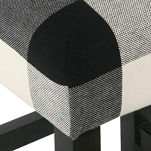 Homepop Home Decor | Classic Open-Back Counter Height Barstool | Square 24 Inch Bar Stools With Domed Cushion, Black Plaid #TOP5