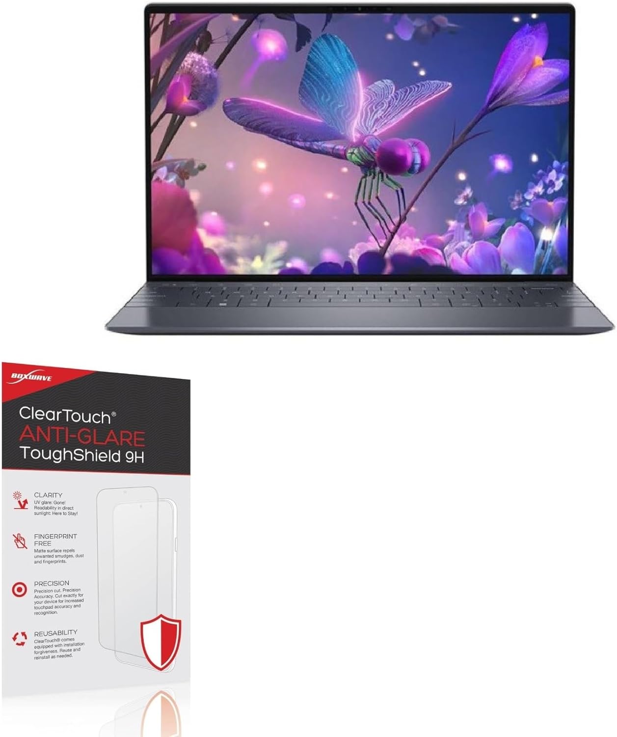 BoxWave Screen Protector Compatible with Dell XPS 13 Plus (9320) - ClearTouch Anti-Glare ToughShield 9H (2-Pack), Anti-Glare 9H Tough Flexible Film Screen Protector