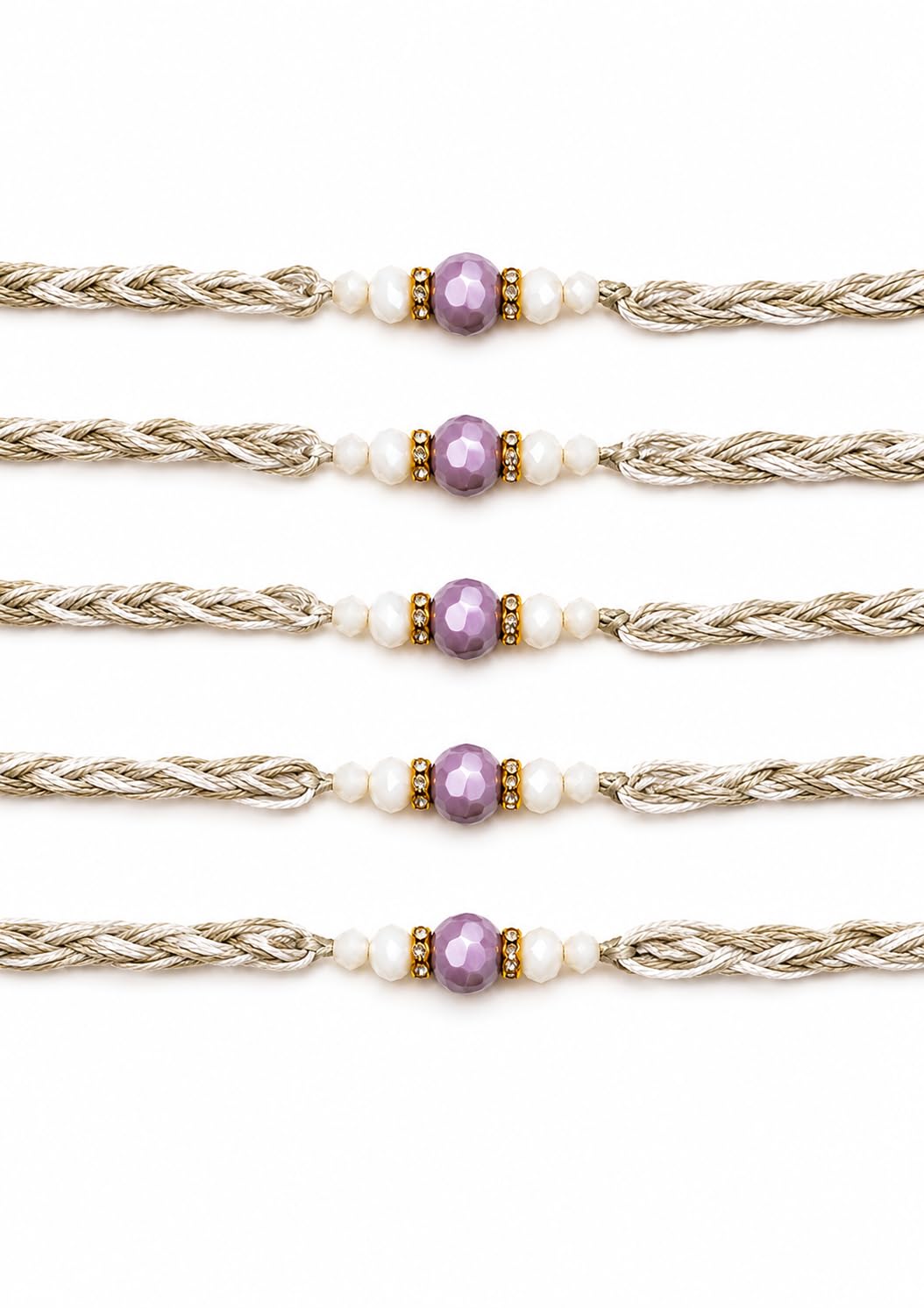 Braided Thread Rakhi with Crystal Bead, Pack of 5-image-41