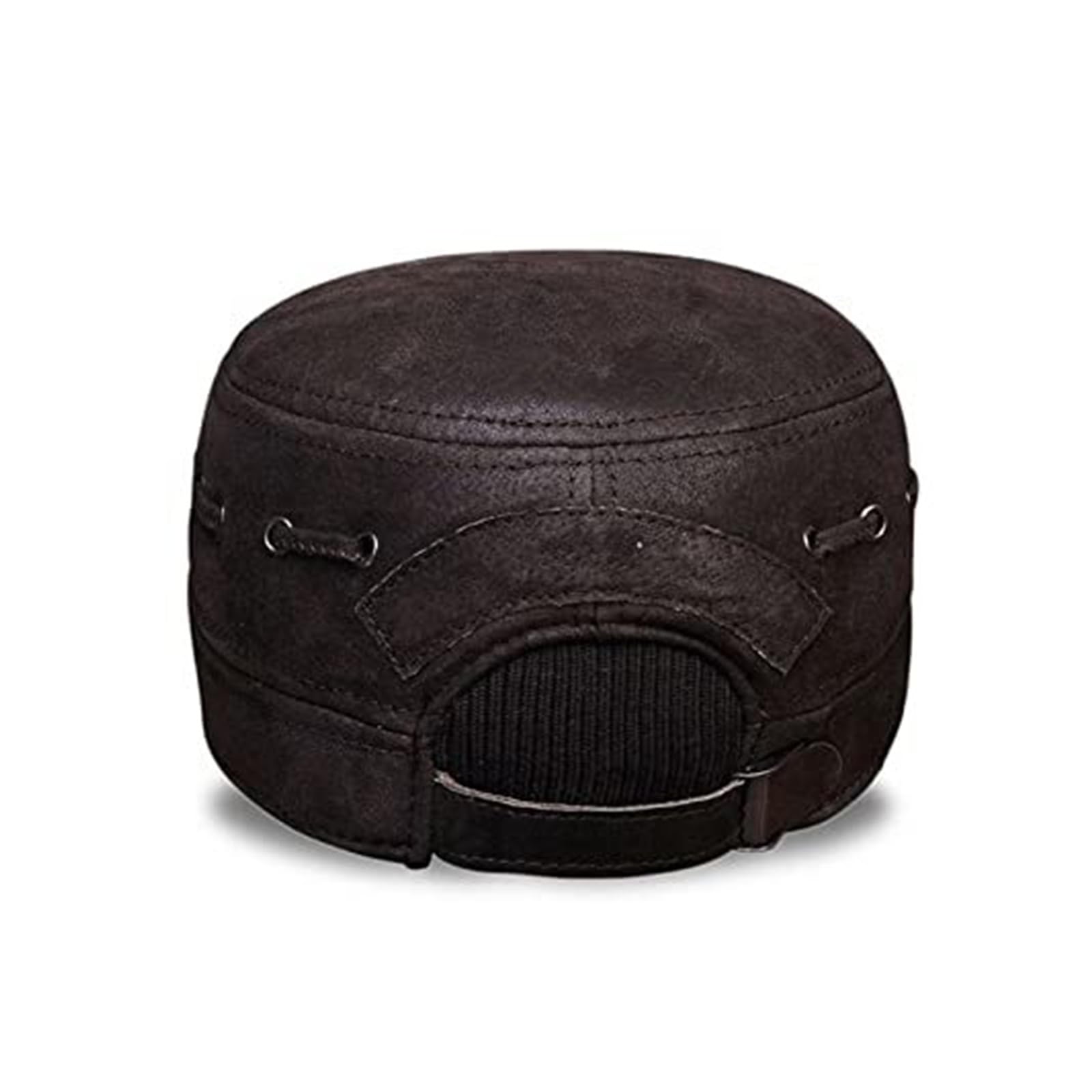 Men's Genuine Leather Baseball Cap - Warm Winter Flat in Camel, Real, Suitable for All Seasons