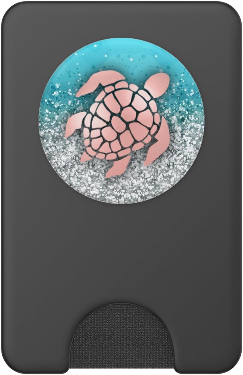 Sea Turtle Phone Grip Rose Pink On Light Blue Ocean Design PopSockets PopGrip: Swappable Grip for Phones & Tablets PopSockets PopWallet for MagSafe