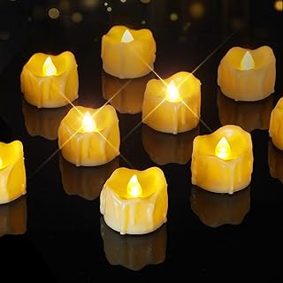 Homemory 12 Stück LED Teelichter mit Timer, Batterie Flammenlose Kerzen, Elektrisch Votivkerzen, Lange Dauer 200+ Stunden für Weihnachten, Tischdekoration