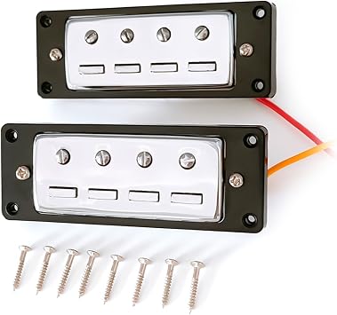 2Pcs Bass Guitar Pickups, Double Coil 4 Strings Electric Bass Bass Bridge Pickup & Neck with Screw Kits Replacement