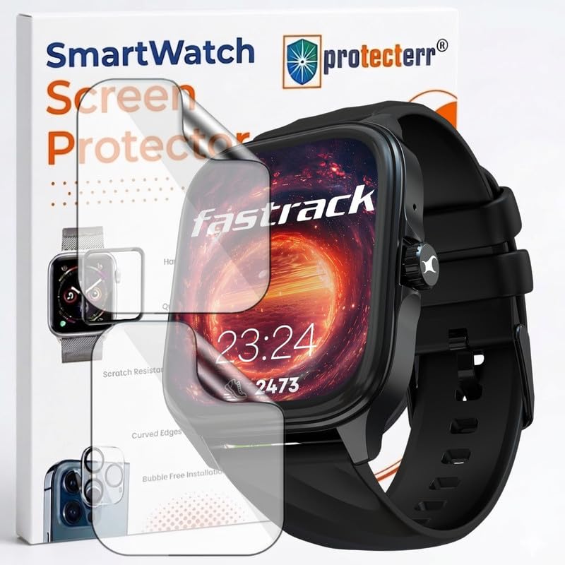 Image of 2-Pack Screen Protector for Fastrack Astor FS1 Pro 1.97 inch Smartwatch - Flexible TPU Screen Guard, HD Clear, Anti Scratch, Bubble Free, Full Coverage Film - Not Tempered Glass