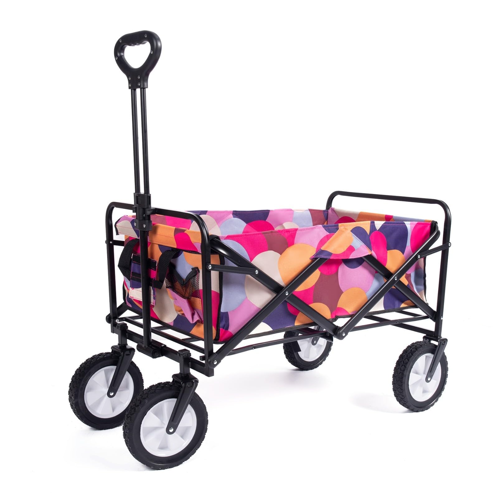 Folding Wagon, Collapsible Folding Wagon Cart With Adjustable Handle 150kg Multicolor(J)