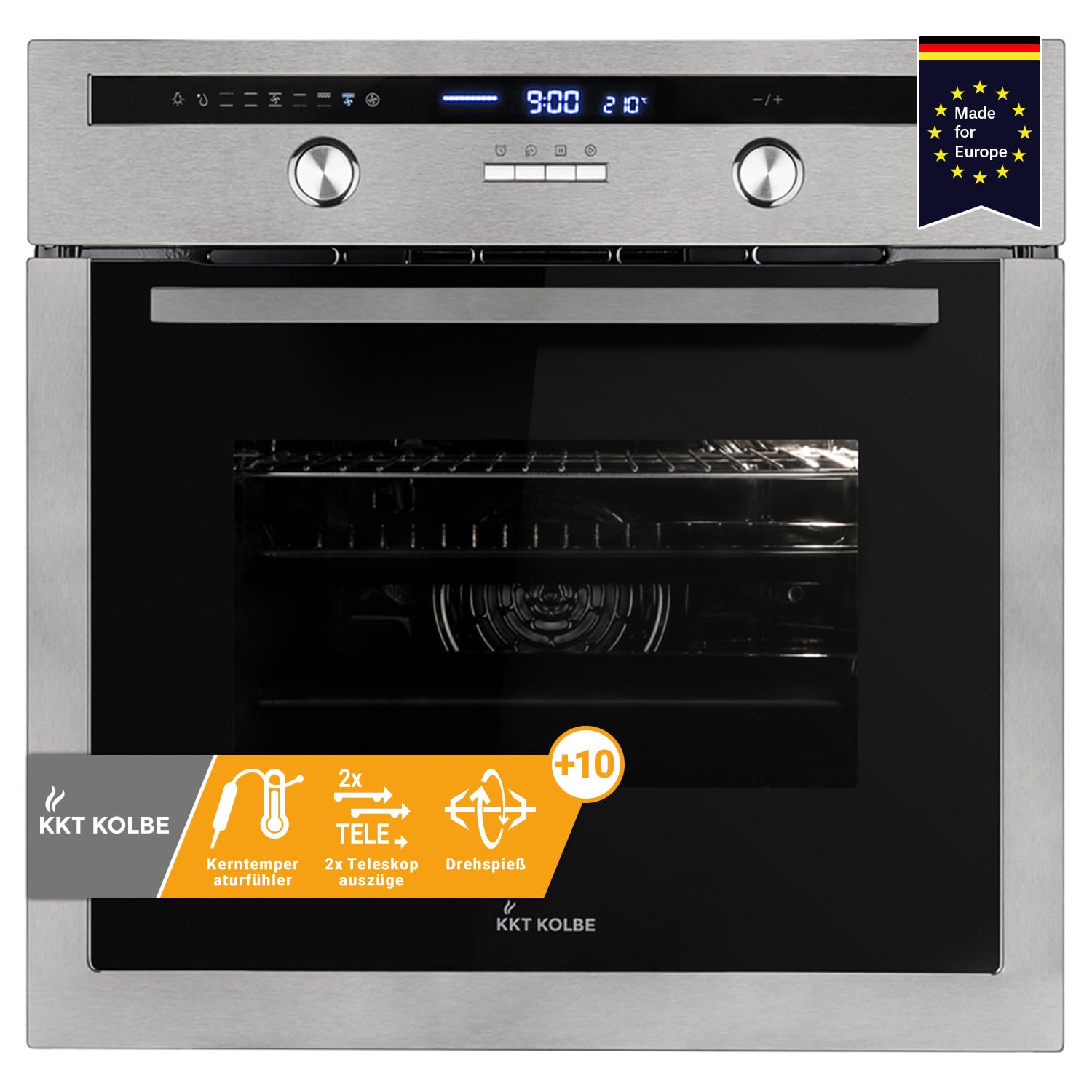 Four encastrable 60 cm | 70L | 3kW | Rôtisserie | Capteur de température du cœur | Gril | Air chaud | Tiroirs télescopiques | EB8013ED