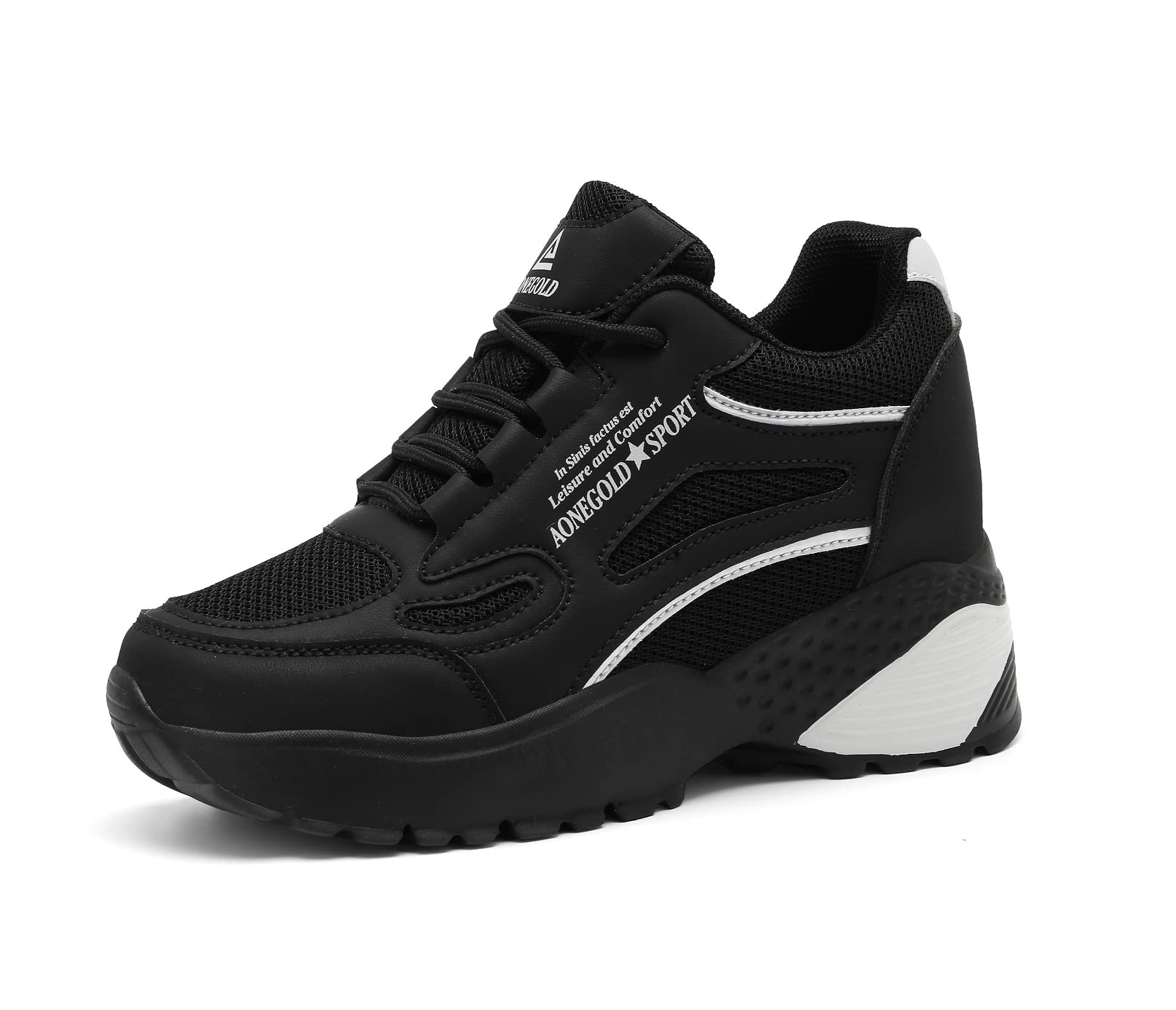 AONEGOLD Sneakers Donna Zeppa Interna Scarpe da Ginnastica Basse Sportive Fitness Respirabile