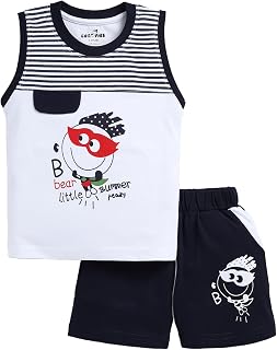 CUTOPIES Boys Black Sleeveless Tshirt and Short Set (Pack of 1) Baby Boys' Clothing Sets Price In India