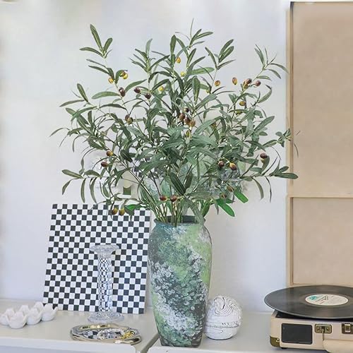 Joafih 6 Pcs Large Artificial Olive Branches For Vases Fake Olive Leaf Stems With Olives 27" Tall Greenery Olive Tree Branch Plant For Home Wedding #TOP2