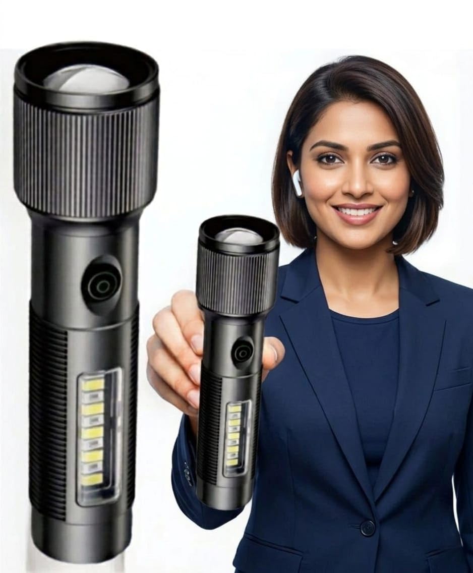 Rechargeable Torch Light High Power, 7 Light Modes, Telescopic Zoom, Type C Charging, LED Flashlight, Super Bright & Long Distance Range, for Home, Outdoor & Emergency Use-image-22