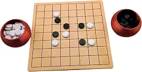 Jogo de Tabuleiro Go, 20x20 cm, Peças Pretas e Brancas, com Recipientes Vermelhos