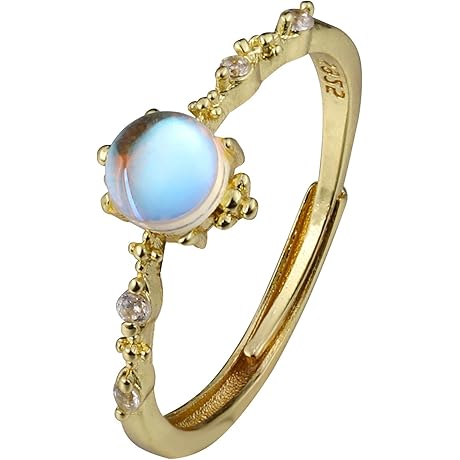 Moonstone Gold Adjustable Ring: Adorn Your Finger with Celestial Elegance