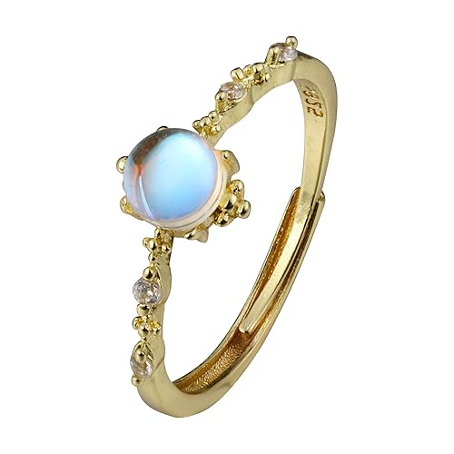 ICFIRSION Moonstone Gold Non Tarnish Ring For Women Dainty Birthstone Adjustable Ring Jewelry - Style2