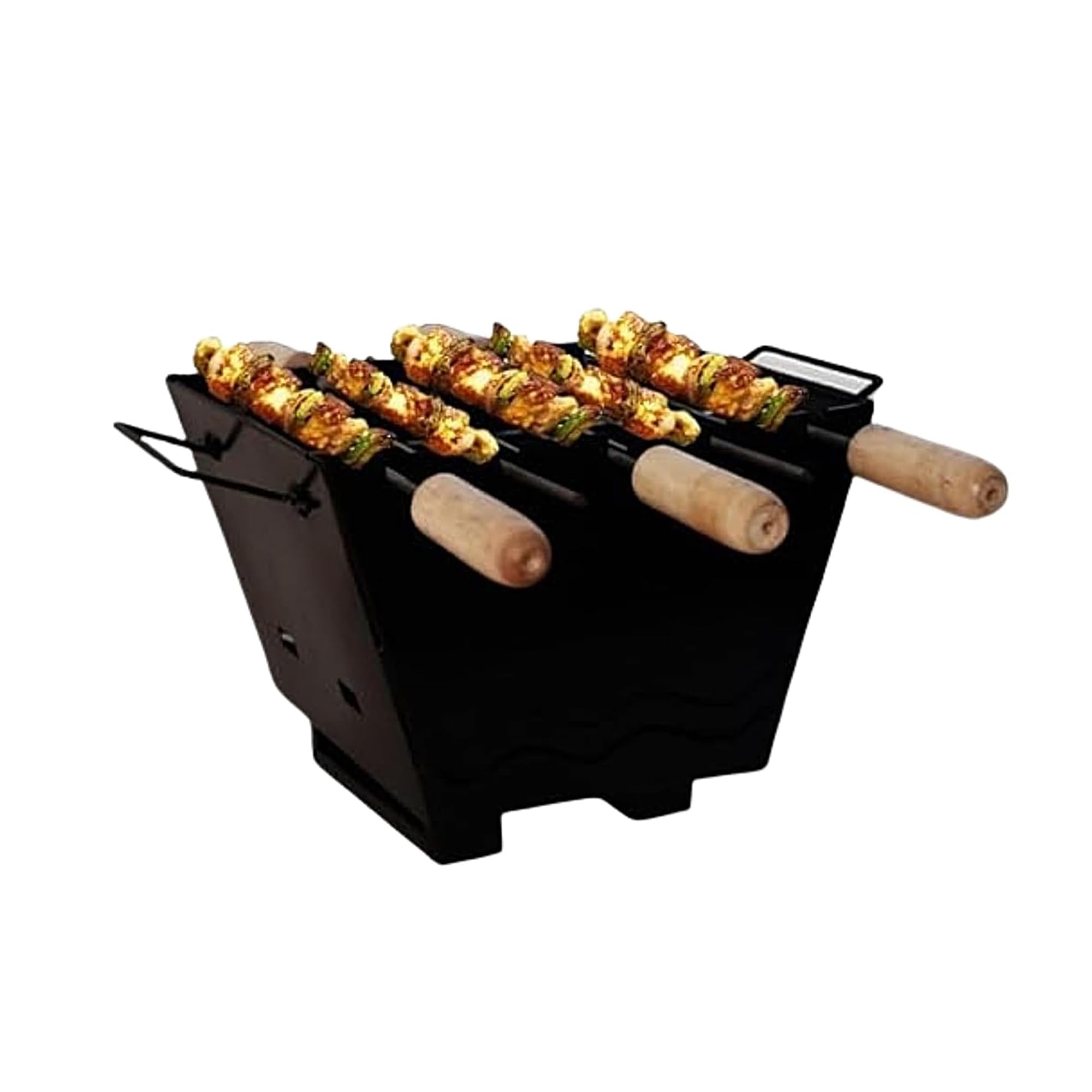 Amazon Brand - Umi FlameTandoor BBQ Grill for Indoor & Outdoor Cooking| Traveler Compact Foldable Tandoor Gas Barbeque Grill Set| Tabletop, Portable, Easy Assembly- (Black)