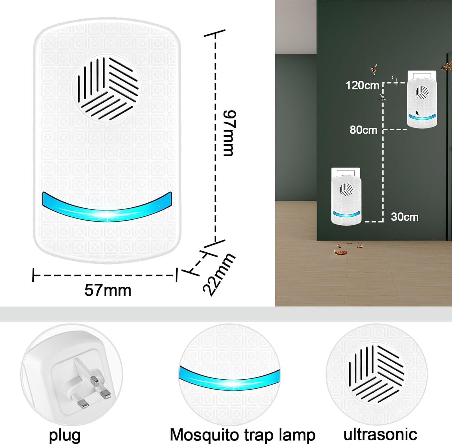 Ultrasonic Pest Repeller, 6 Pack Electronic Plug In Mice Repellent and Rat Repellent, Ultrasonic Insect Repellent Indoor Pest Control for Insect, Mosquitos, Flies, Roaches, Rats, Spiders, Flea - Image 4