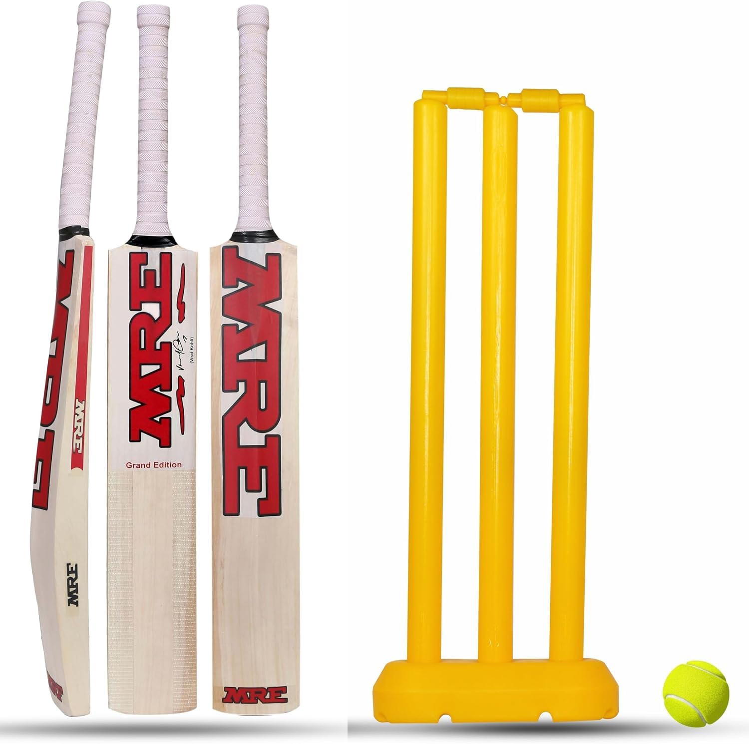 Cricket Set with Wooden Bat, Plastic Stumps and Tennis Ball for Kids | Cricket Kit for Kids (Size 3 Age 6-10 Year)-image-12