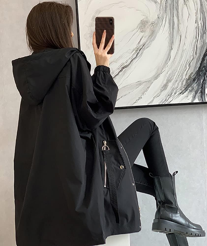 [Ｃｈｕｂｉｋｉｍｅ] アウター ジップアップ コート レディース ジャケット フード付き トレンチコート ミディアム丈 スプリング