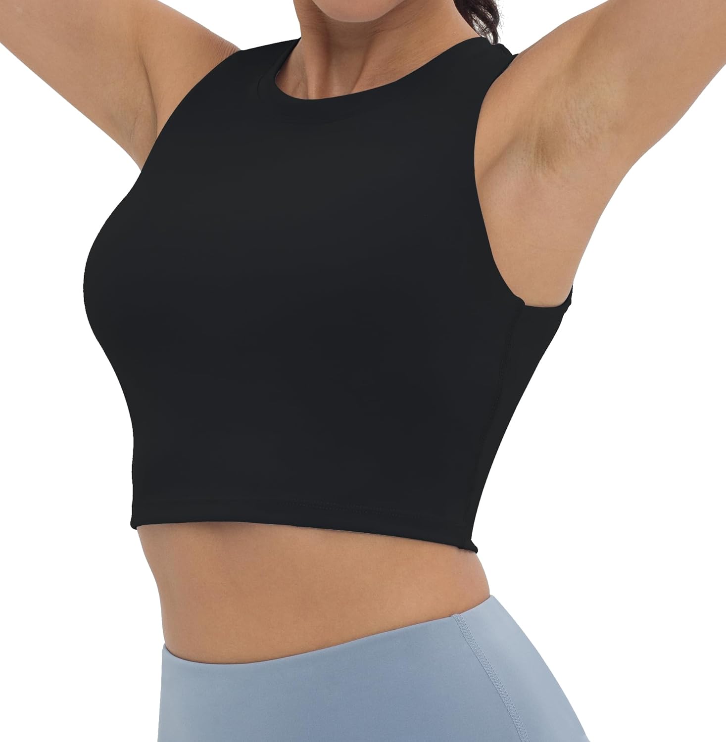 V VOCNI Nursing Tank Tops for Breastfeeding Crew Neck Sleeveless Maternity Tank Tops Sports Bras Workout Pregnancy Crop Tops - Image 4