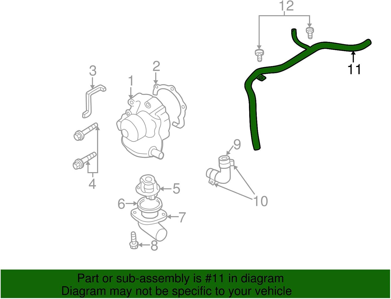 Subaru 1998-2004 Water Pump Coolant ByPass Hose Pipe Forester Legacy Baja Impreza Outback SOHC 14065AA121 Genuine OEM