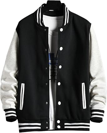 Mens Varsity Jacket Letterman Jacket Long Sleeve Banded Collar Baseball Bomber Jackets