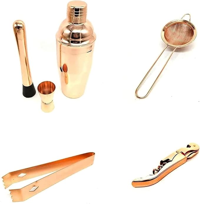 Set de coctelera de acero inoxidable con soporte, 11 piezas miniatura 6