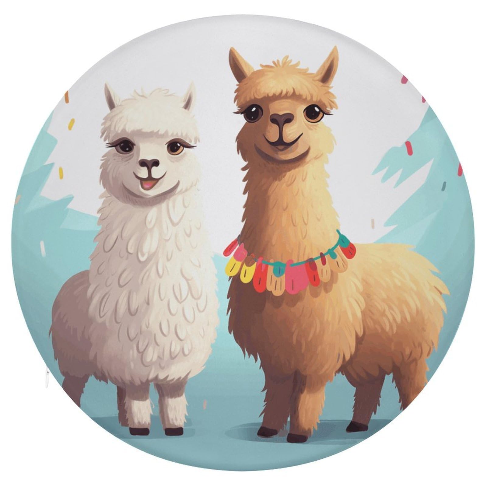 VstaDank Llama Alpaca Round Cushion Memory Foam Seat Cushions 15In Comfort Meditation Floor Pillow Anti Slip Soft Stool Cushion Chair Pad for Tatami Living Room Yoga